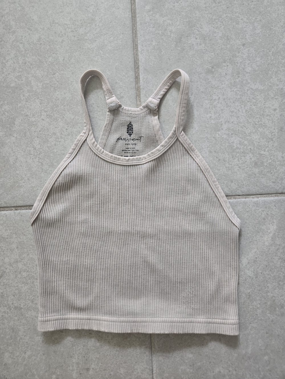 FP Movement by Free People Ribbed High Neck Crop Tank - Beige